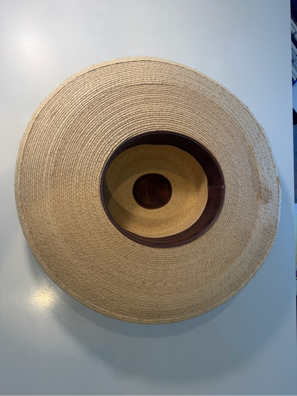 Stetson Natural Straw Wide-Brim Hat with Black Band Boater Palm Size XXL - Picture 8 of 8